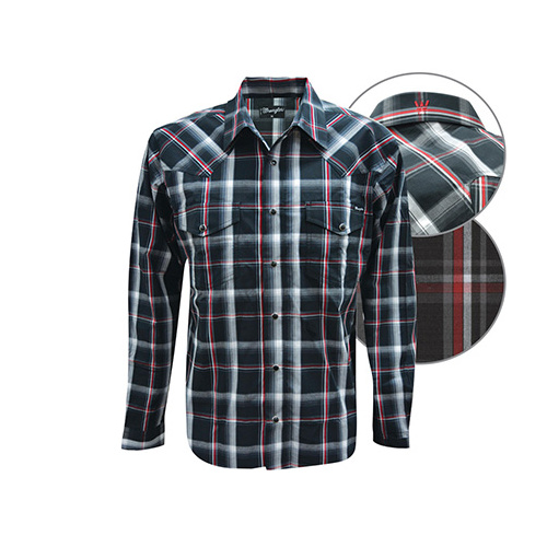 X6W1114007 WRANGLER MEN'S WESTON CHECK L/S SHIRT [Size: S Colour: Black/Vintage Red]