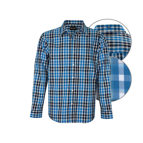 X6W1115016 WRANGLER MEN'S OWEN CHECK BUTTON DOWN L/S SHIRT [Size: S Colour: Teal/Ink]