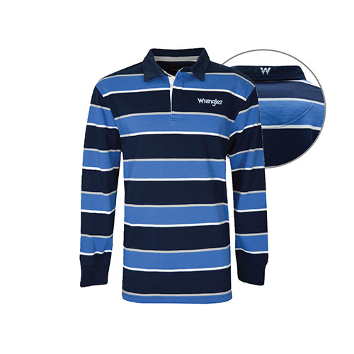X6W1551035 WRANGLER MEN'S GREYSON STRIPE RUGBY [Size: S Colour: Ink/Blue]