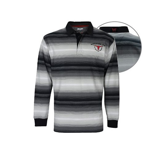 X6W1551038 WRANGLER MEN'S RYDER STRIPE RUGBY [Size: S Colour: Black]