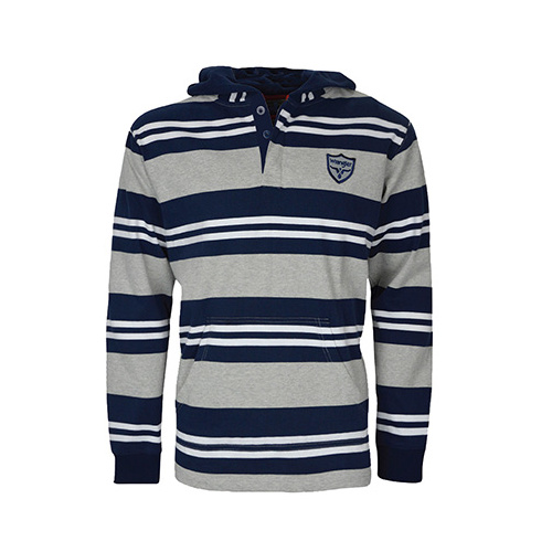 X6W1553037 WRANGLER MEN'S HEATH STRIPE HOODED RUGBY [Size: S Colour: Grey Marle/Ink]