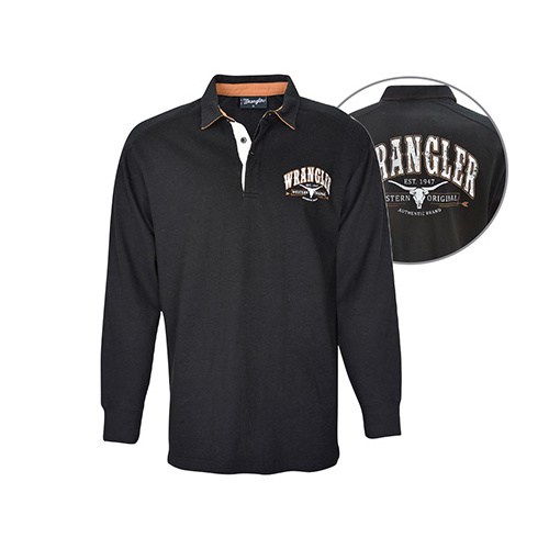 X6W1556001 WRANGLER MEN'S JAMIESON RUGBY [Size: S Colour: Black]