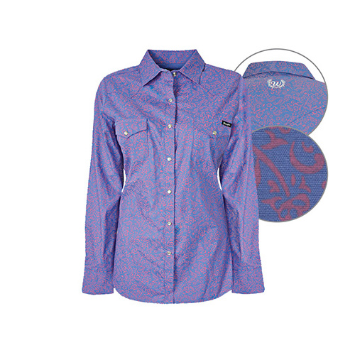 X6W2123024 WRANGLER WOMEN'S JAZZY PRINT L/S SHIRT [Size: 8 Colour: Blue/Pink]