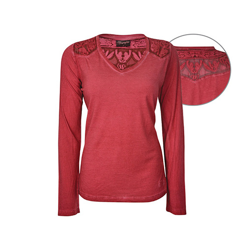 X6W2558039 WRANGLER WOMEN'S MIA L/S TOP [Size: 8 Colour: Vintage Red]