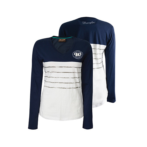 X6W2560041 WRANGLER WOMEN'S LEXIE L/S TOP [Size: 8 Colour: Ink/White]