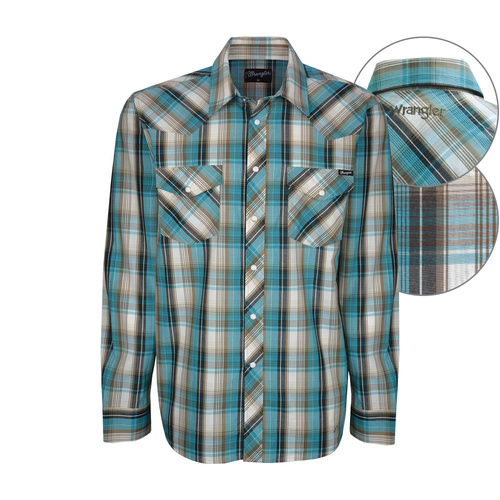 X7W1111126 Mens Benny Check L/S Shirt [Size:  S Colour: White/Mocha Multi]