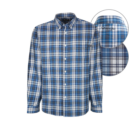 X7W1115131 Mens Quinn Check Button Down Ls Shirt [Size:  S Colour: White/Petrol]