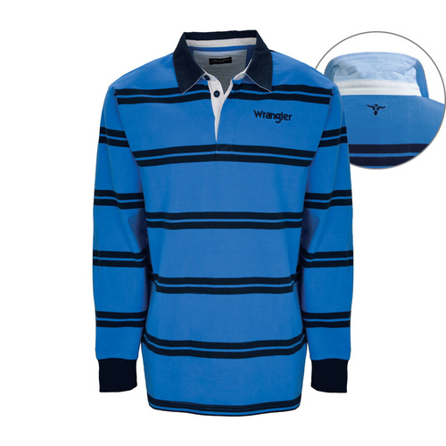 X7W1551140 Mens Casey Stripe Rugby [Size:  S Colour: Blue/Ink]
