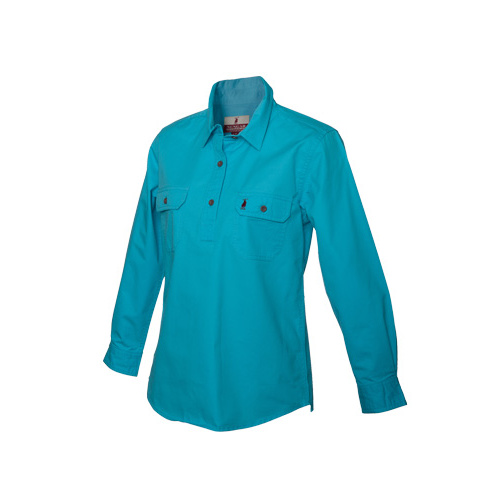 YA5 Nungar Tilly Girl's 1/2 Placket Work Shirt [Size: 8 Colour: Aqua]
