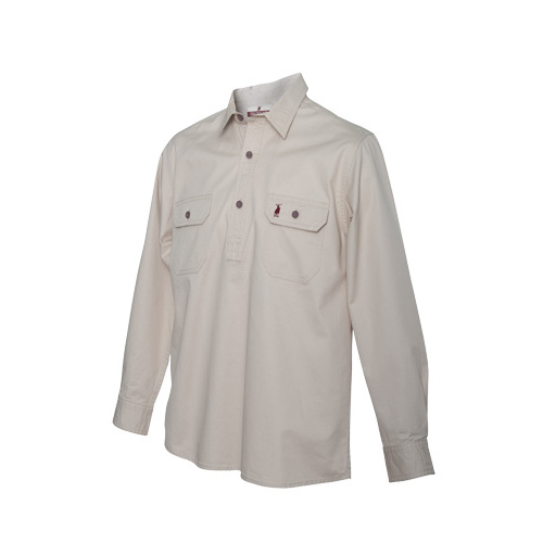 YB4 Nungar Curringo Boy's 1/2 Placket Work Shirt [Size: 10 Colour: Bone]