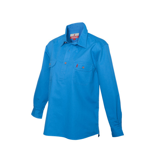 YLB4 Nungar Curringo Boy's 1/2 Placket Work Shirt [Size: 10 Colour: Light Blue]