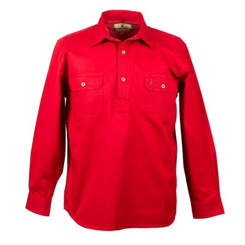 YR4 Nungar Curringo Boy's 1/2 Placket Work Shirt [Size: 10 Colour: Red]